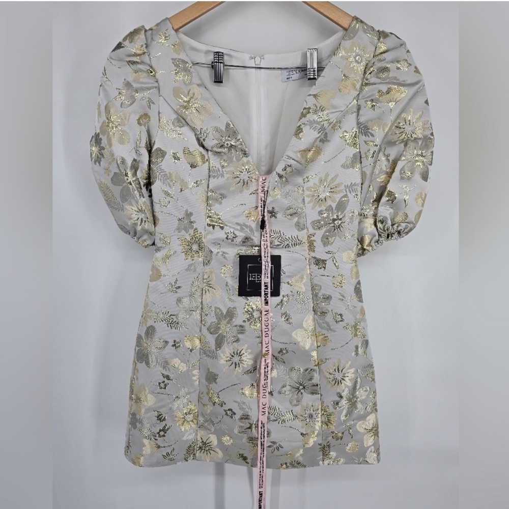 NWT | Mac Duggal 49621 Brocade Puff
Sleeve Mini Dress Sz 8